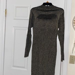 BLACK AND GOLD MIDI DRESS